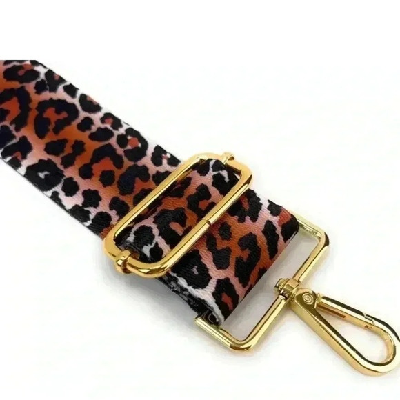 NEW Wide Cheetah Print Crossbody Strap Camera Handbag Replacement Purse Gold - Picture 3 of 6